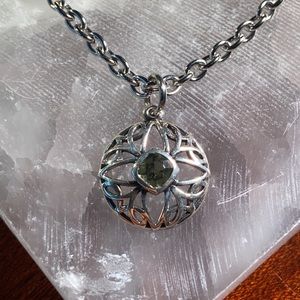 Genuine faceted moldavite sterling silver choker necklace